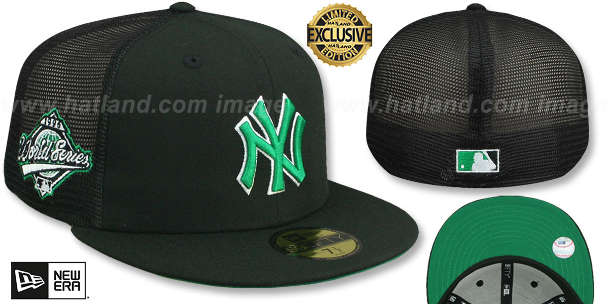 Yankees 1996 WS 'MESH-BACK SIDE-PATCH' Black-Green Fitted Hat by New Era