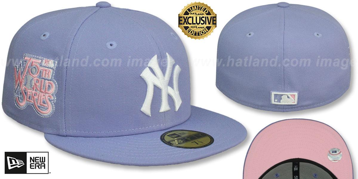 Yankees 75TH WORLD SERIES 'PINK-BOTTOM' Lavender Fitted Hat by New Era