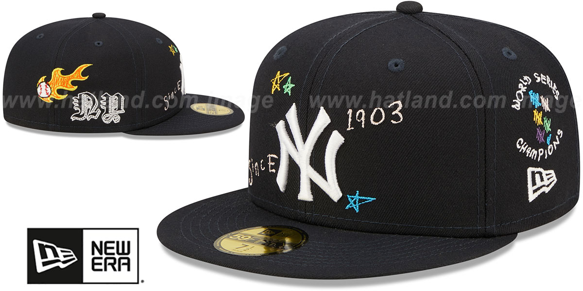Yankees 'ALL-OVER SCRIBBLE' Navy Fitted Hat by New Era