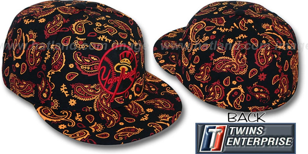 Yankees ALT COOP 'BANDANA' Black-Red-Citrus Fitted Hat by Twins