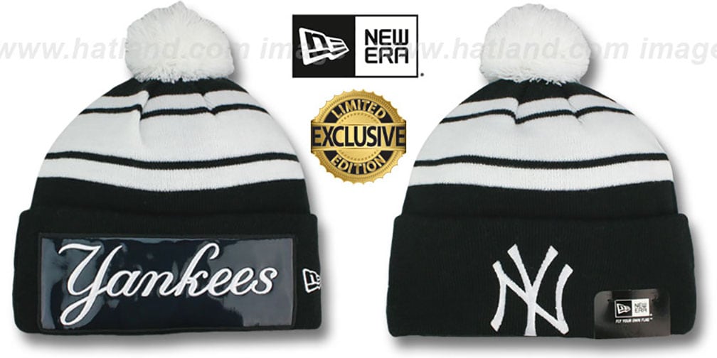 Yankees 'BIG-SCREEN' Black-White Knit Beanie Hat by New Era