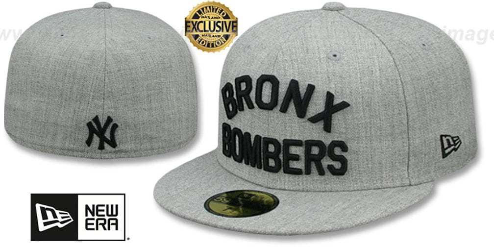 Yankees 'BRONX BOMBERS' Heather Light Grey Fitted Hat by New Era