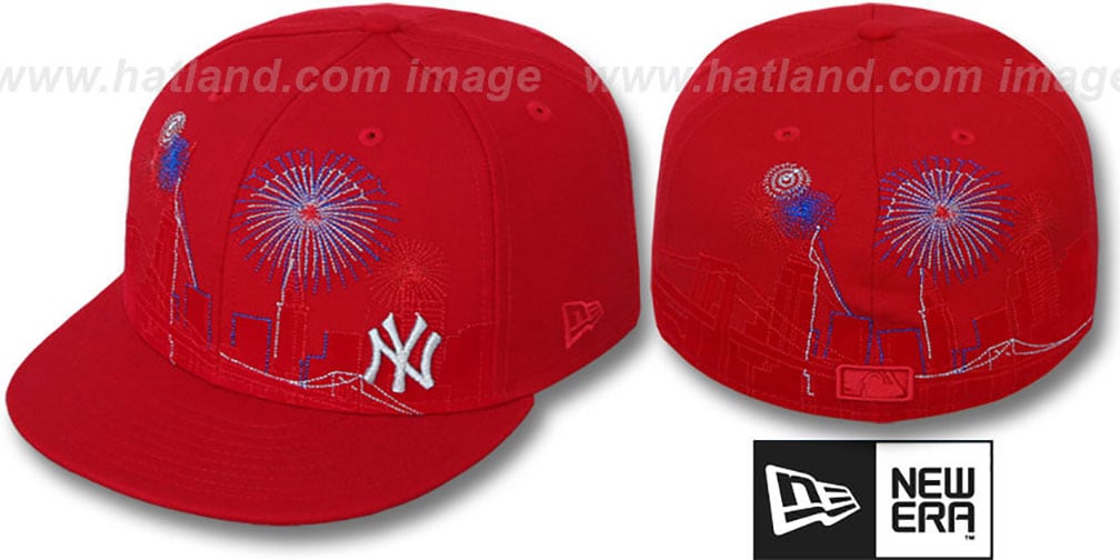 Yankees 'CITY-SKYLINE FIREWORKS' Red Fitted Hat by New Era