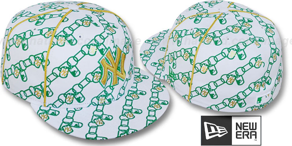 Yankees 'DAWG CHAIN' White-Green Fitted Hat by New Era