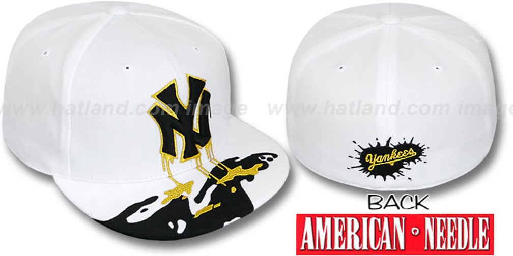 Yankees 'DRIP' White-Black-Gold Fitted Hat by American Needle