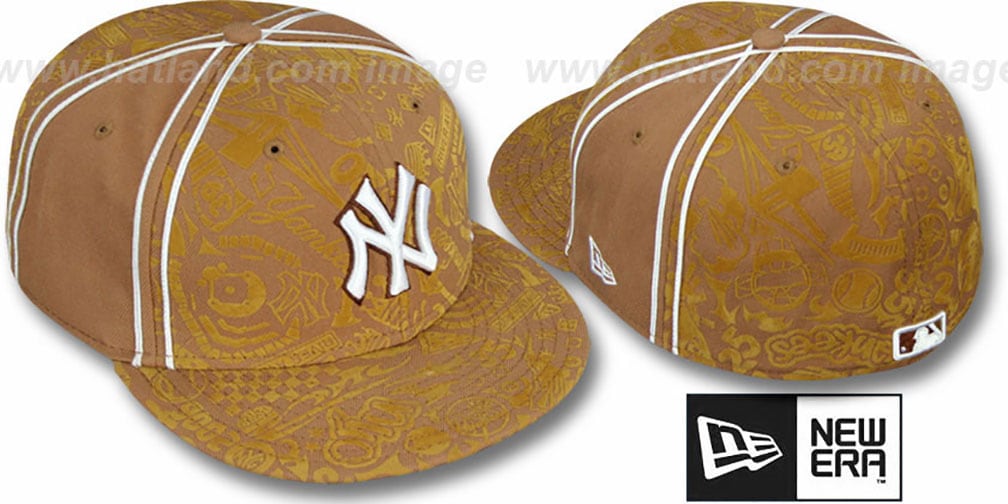 Yankees 'DUAL-PIPED INKED' Wheat Fitted Hat by New Era