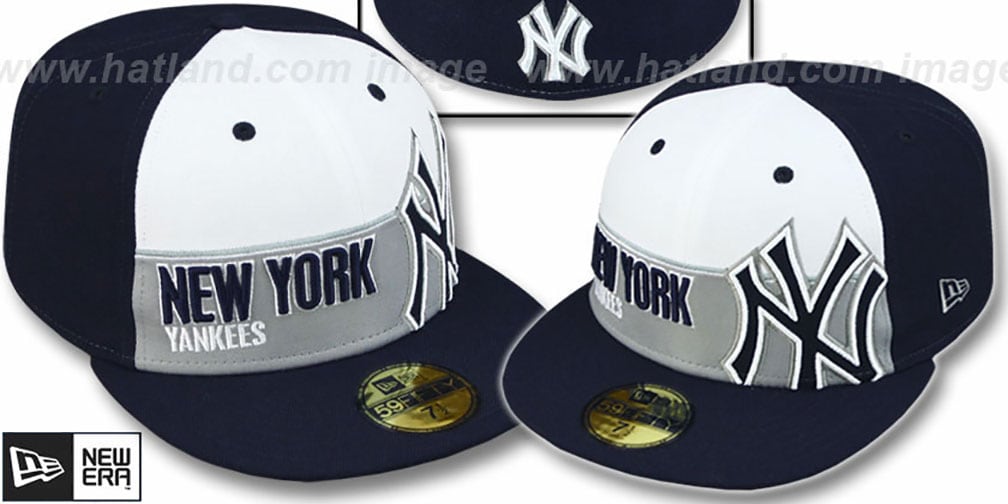 Yankees 'FOUL BALL' White-Navy Fitted Hat by New Era