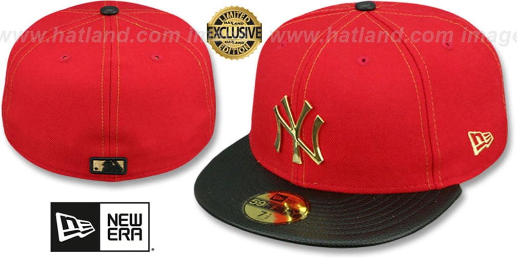 Yankees 'GOLD METAL-BADGE' Red-Black Fitted Hat by New Era