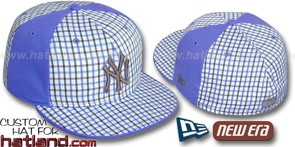 Yankees 'GOLD STAR' Plaid-Light Blue Fitted Hat by New Era