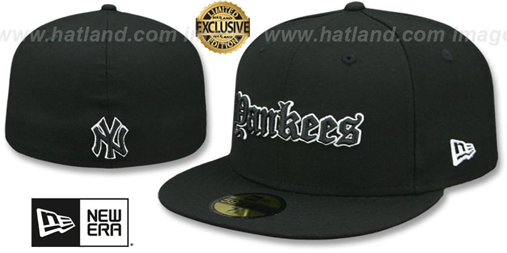Yankees 'GOTHIC TEAM-BASIC' Black Fitted Hat by New Era