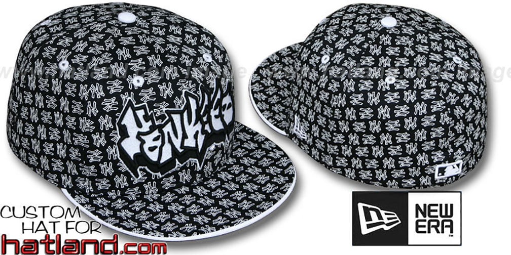 Yankees 'GRAFFITI ALL-OVER FLOCKING' Black-White Fitted Hat by New Era