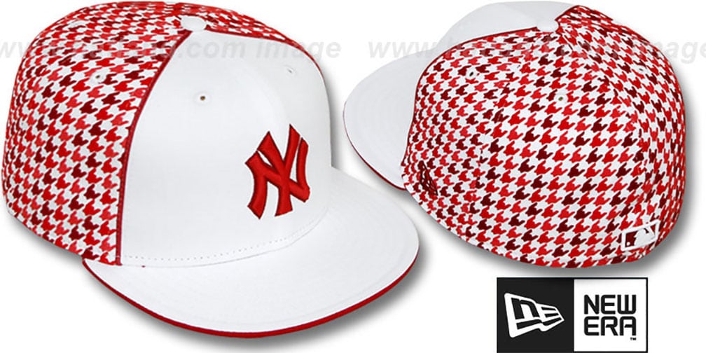 Yankees 'HOUNDSTOOTH' White-Red Fitted Hat by New Era