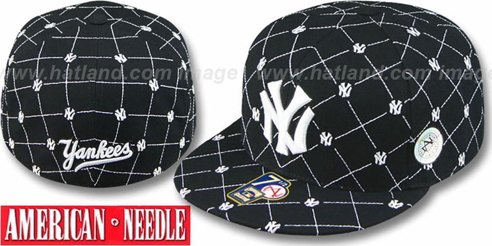 Yankees 'KINGSTON ALL-OVER' Black-White Fitted Hat by American Needle