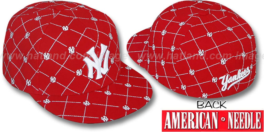 Yankees 'KINGSTON ALL-OVER' Red-White Fitted Hat by American Needle