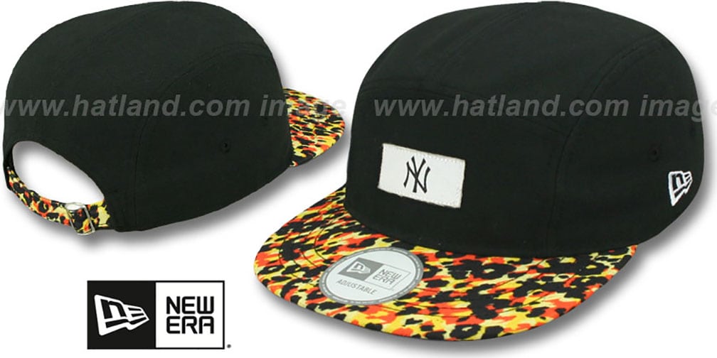 Yankees 'LEOPARD CAMPER STRAPBACK' Black Hat by New Era