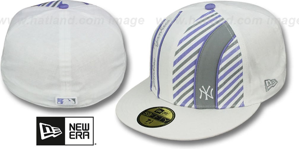 Yankees 'LINEN STRIPE' White-Lavender Fitted Hat by New Era