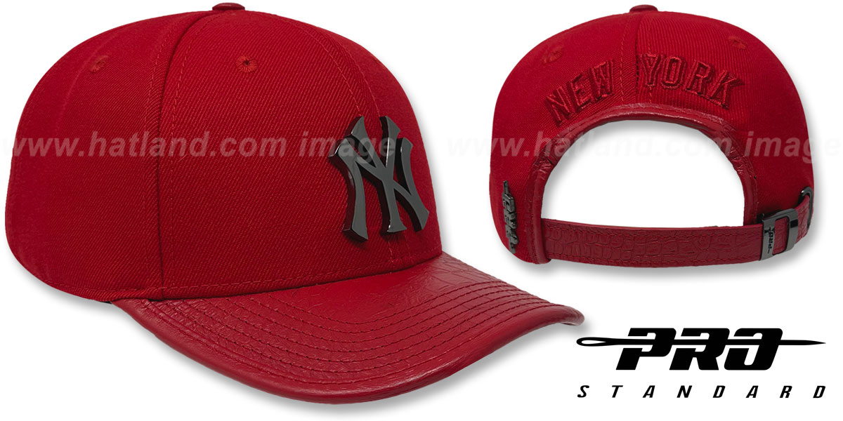 Yankees LOW-PRO 'BLACK METAL BADGE STRAPBACK' Red Hat by Pro Standard