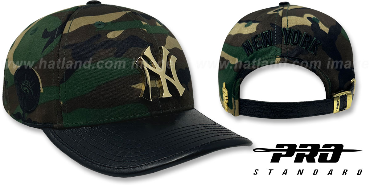 Yankees LOW-PRO 'GOLD METAL BADGE STRAPBACK' Camo-Black Hat by Pro Standard