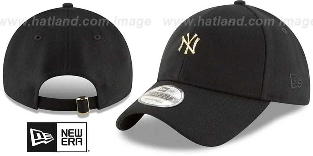 Yankees 'MINI GOLD METAL-BADGE STRAPBACK' Black Hat by New Era
