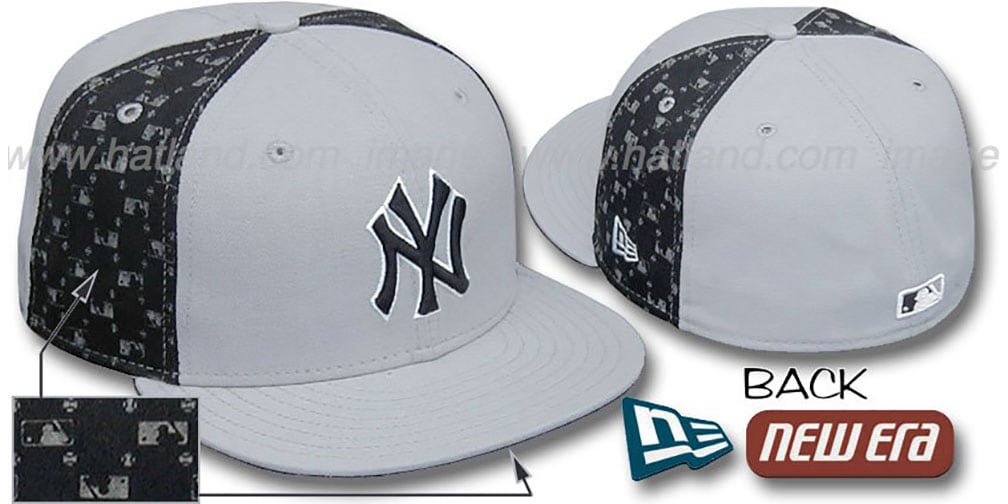 Yankees MLB FLOCKING 'PINWHEEL' Grey-Black Fitted Hat by New Era