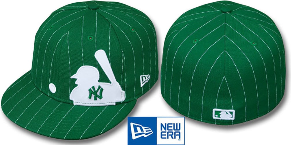 Yankees 'MLB SILHOUETTE PINSTRIPE' Green-White Fitted Hat by New Era