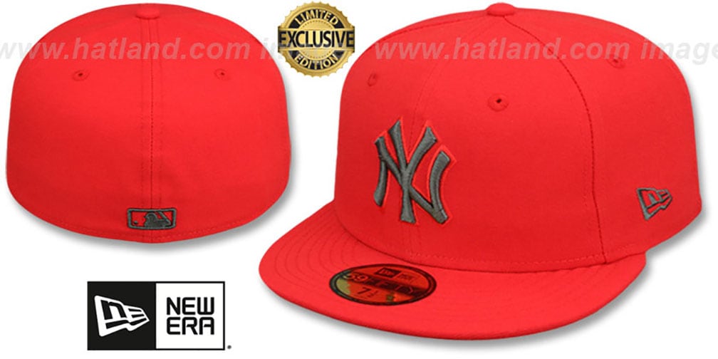 Yankees 'MLB TEAM-BASIC' Fire Red-Charcoal Fitted Hat by New Era