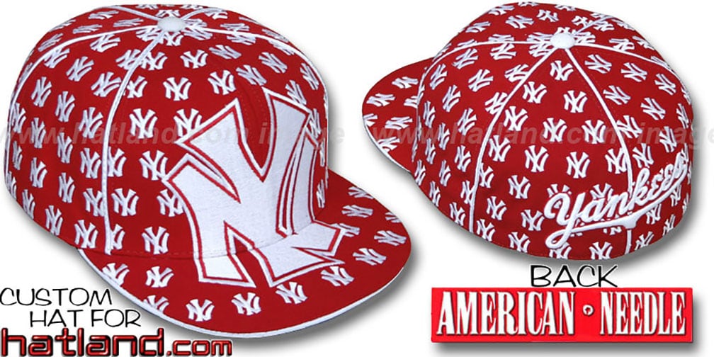Yankees 'MONSTER DICE ALL-OVER' Red-White Fitted Hat by American Needle