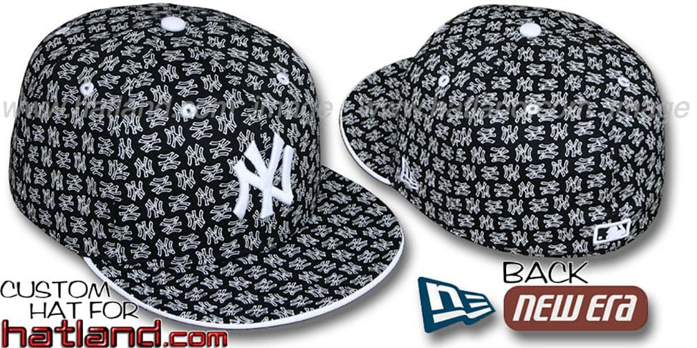 Yankees NY 'ALL-OVER FLOCKING' Black-White Fitted Hat by New Era