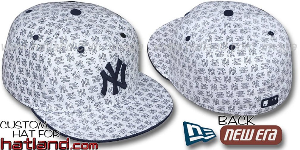 Yankees NY 'ALL-OVER FLOCKING' White-Navy Fitted Hat by New Era