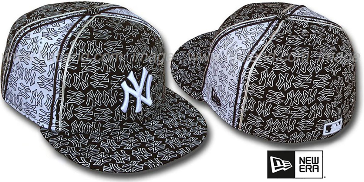 Yankees NY-'PJs FLOCKING PINWHEEL' Brown-White Fitted Hat by New Era