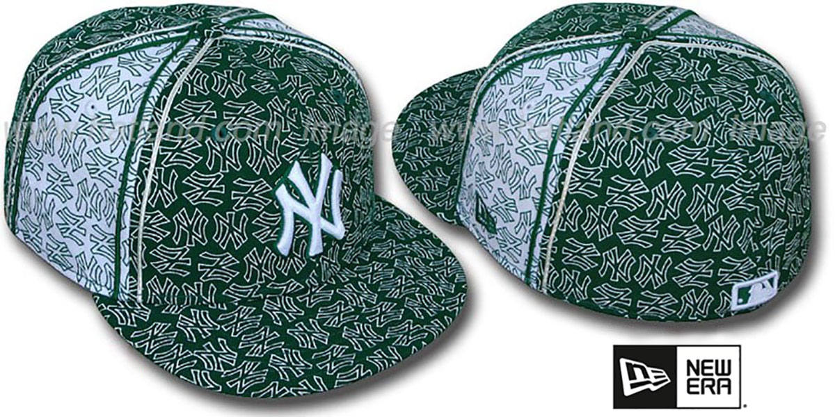 Yankees NY-'PJs FLOCKING PINWHEEL' Green-White Fitted Hat by New Era