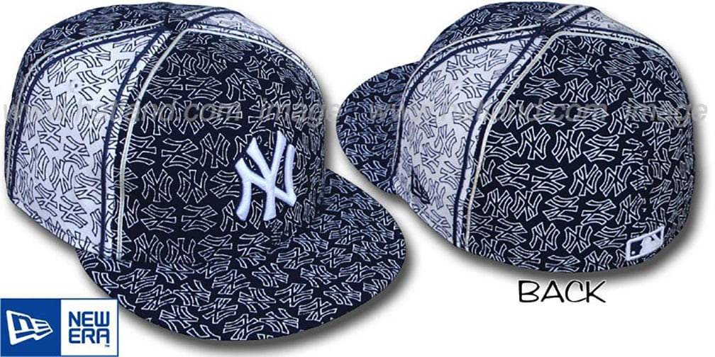 Yankees NY-'PJs FLOCKING PINWHEEL' Navy-White Fitted Hat by New Era