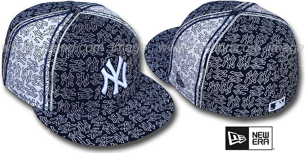 Yankees NY-'PJs FLOCKING PINWHEEL' Navy-White Fitted Hat by New Era