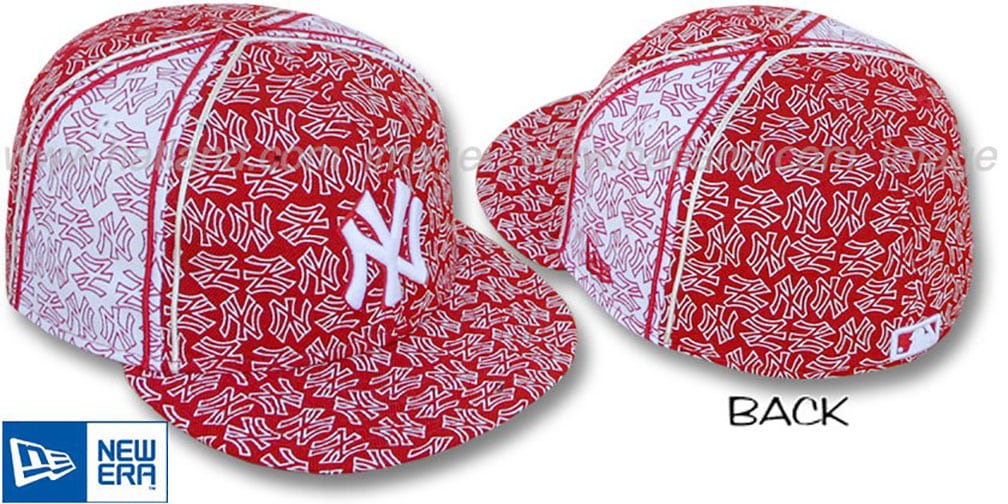 Yankees NY-'PJs FLOCKING PINWHEEL' Red-White Fitted Hat by New Era