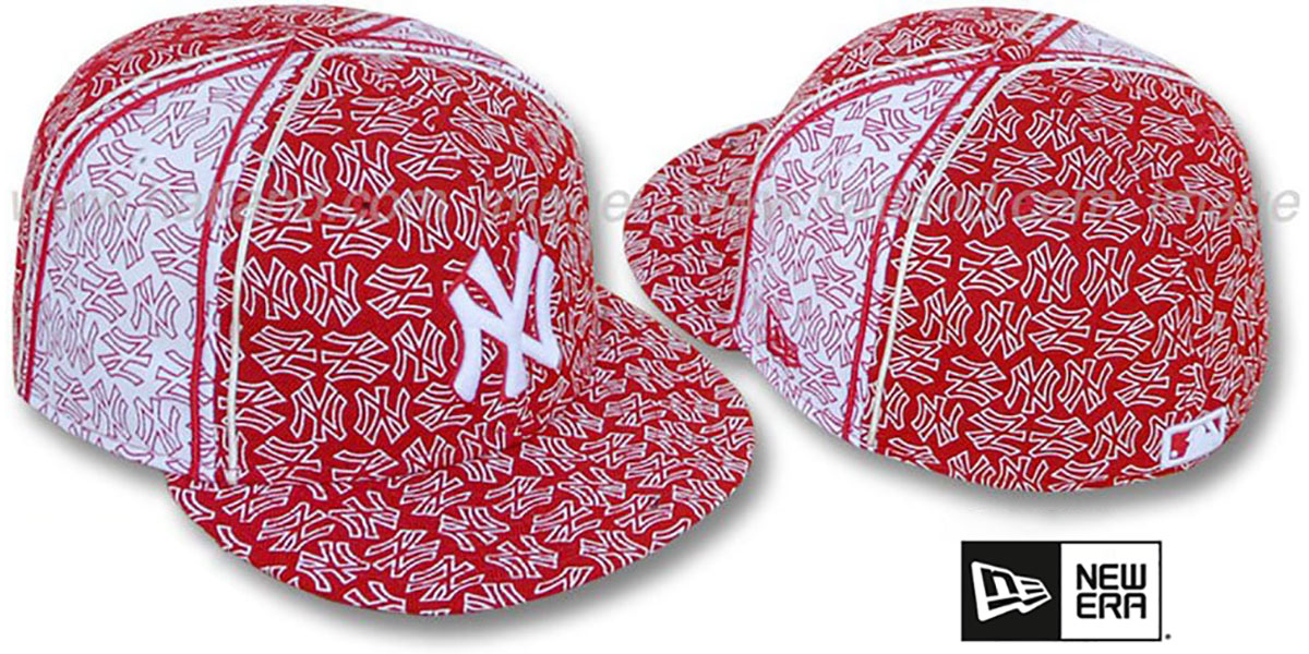 Yankees NY-'PJs FLOCKING PINWHEEL' Red-White Fitted Hat by New Era