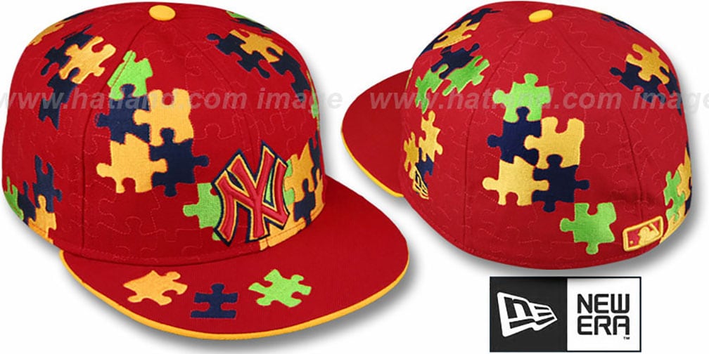 Yankees 'PUZZLE' Red Fitted Hat by New Era