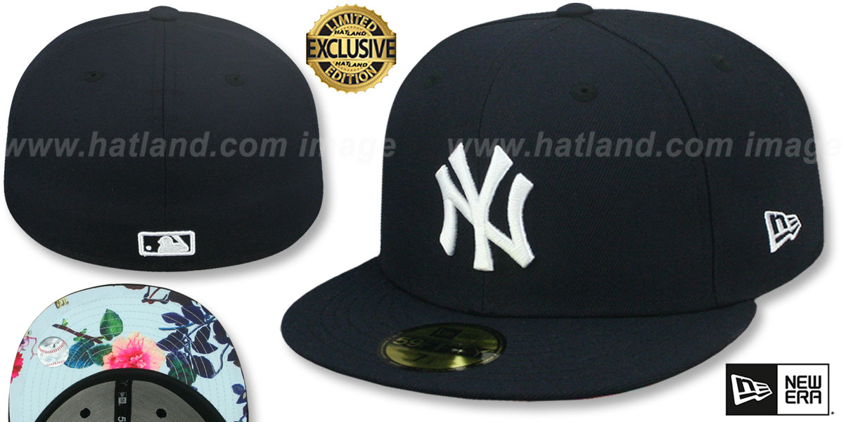 Yankees 'SKY FLORAL-BOTTOM' Navy Fitted Hat by New Era