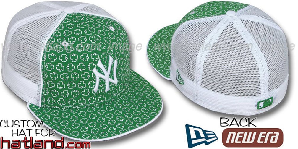 Yankees 'ST PATS FLOCKING' MESH-BACK Kelly-White Fitted Hat by New Era