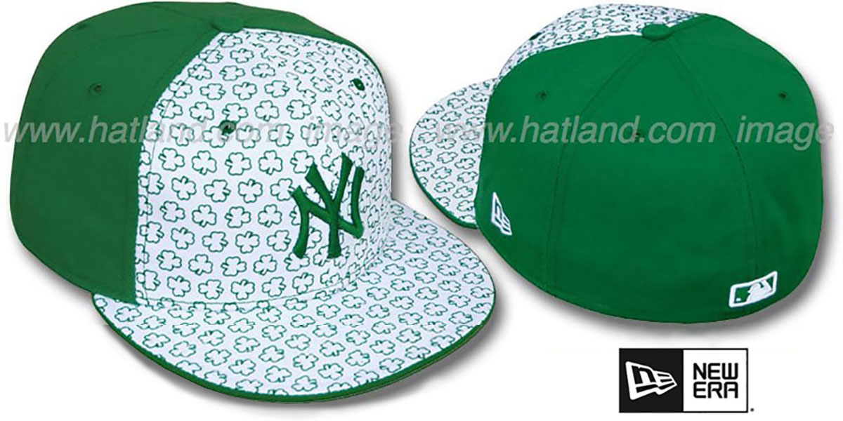 Yankees 'ST PATS FLOCKING' PINWHEEL White-Kelly Fitted Hat by New Era