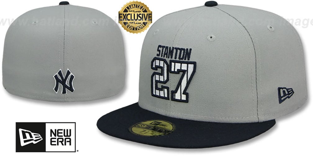 Yankees 'STANTON PINSTRIPE' Grey-Navy Fitted Hat by New Era