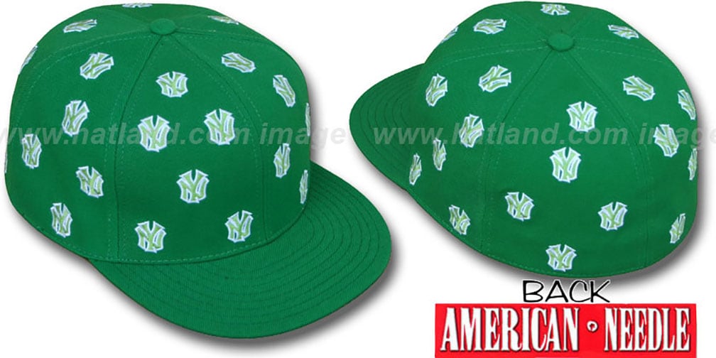 Yankees 'SUMMERTIME ALL-OVER' Green Fitted Hat by American Needle