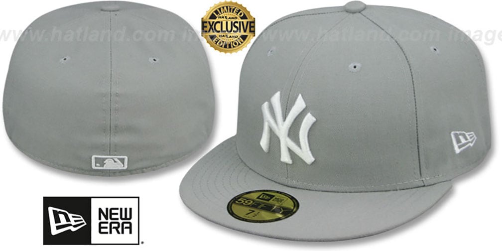 Yankees 'TEAM-BASIC' Light Grey-White Fitted Hat by New Era