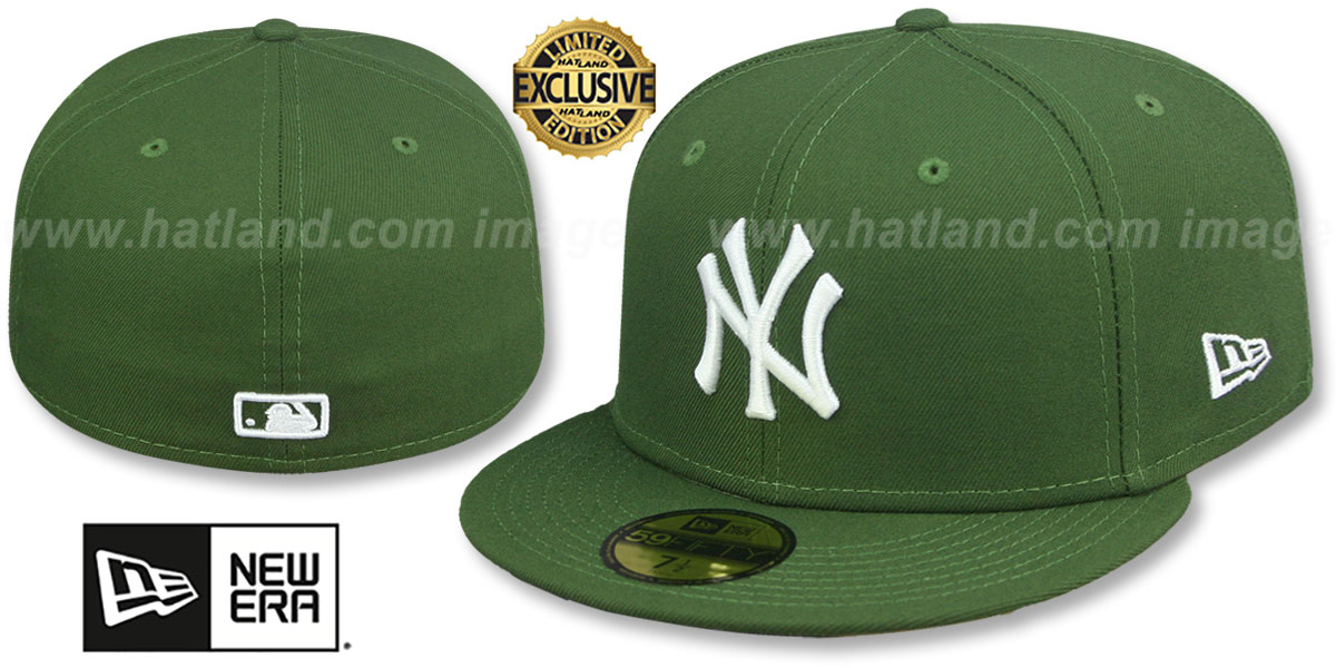 Yankees 'TEAM-BASIC' Rifle Green-White Fitted Hat by New Era