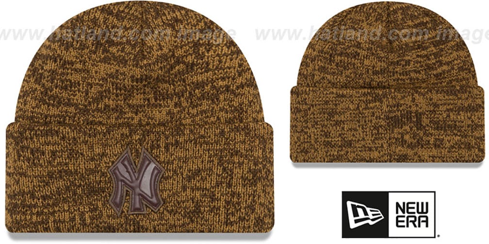 Yankees 'TONAL TRICK' Brown-Wheat Knit Beanie Hat by New Era