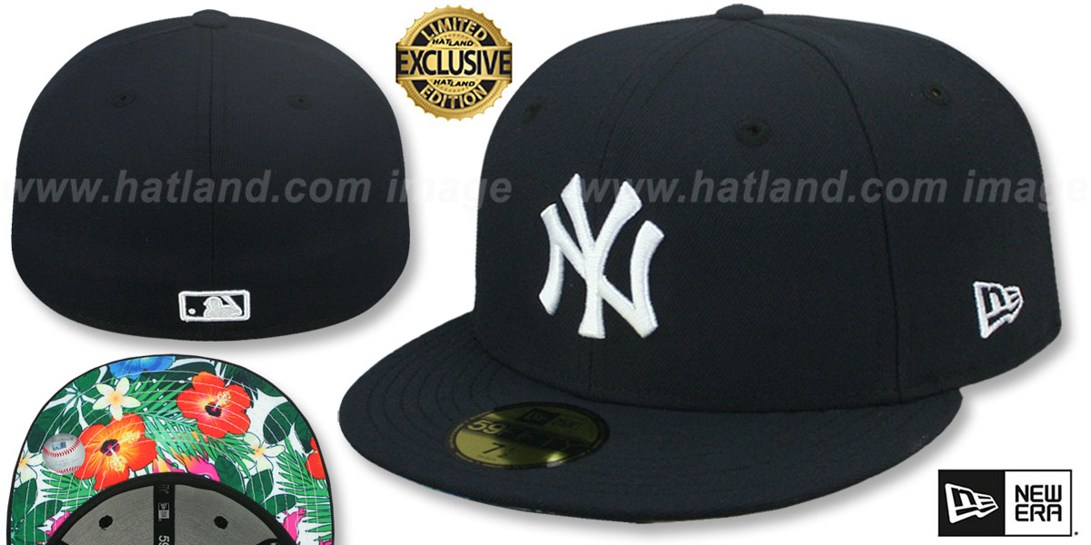 Yankees 'TROPICAL BLOOM FLORAL-BOTTOM' Navy Fitted Hat by New Era