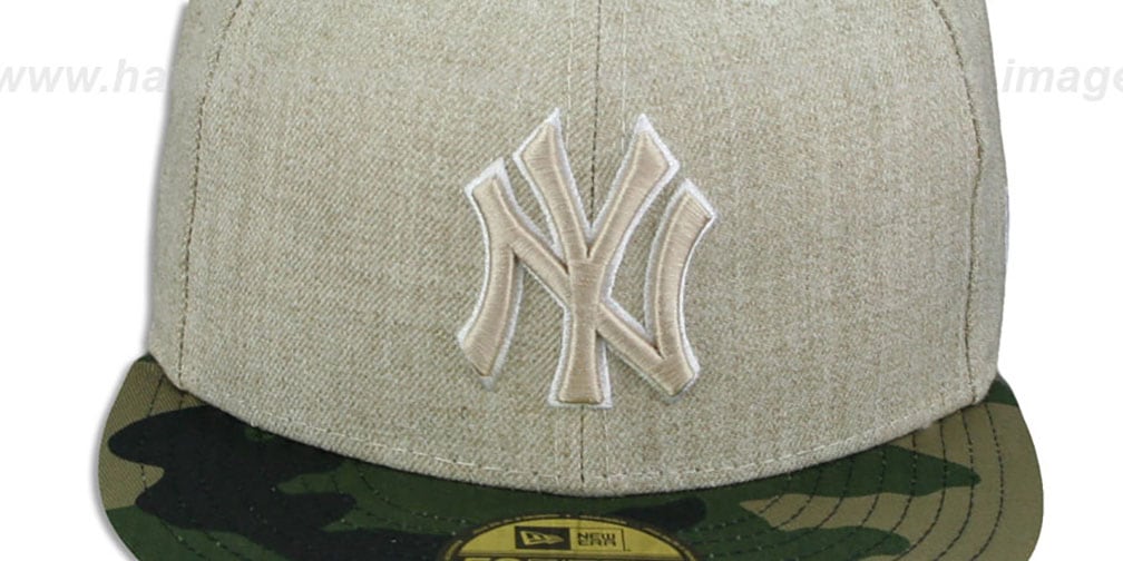 Yankees  '2T-HEATHER' Oatmeal-Army Fitted Hat by New Era