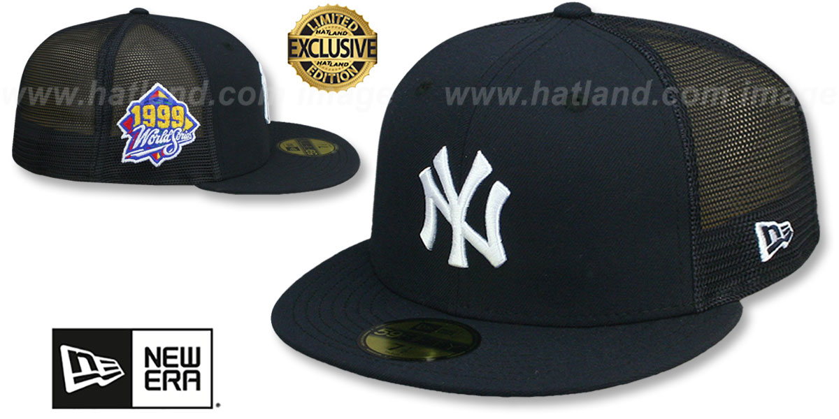 Yankees 1999 WS 'MESH-BACK SIDE-PATCH' Navy-Navy Fitted Hat by New Era