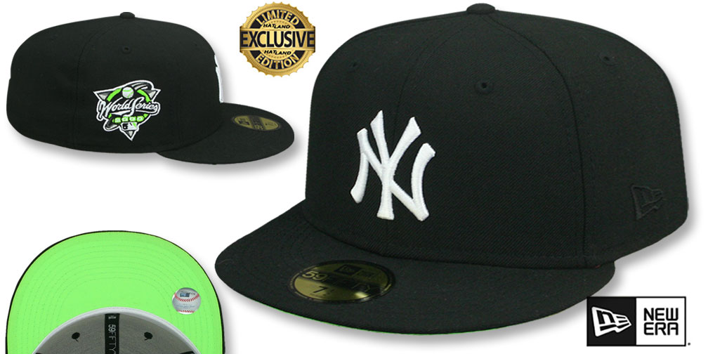 Yankees 2000 WORLD SERIES 'NEON GREEN-BOTTOM' Black Fitted Hat by New Era