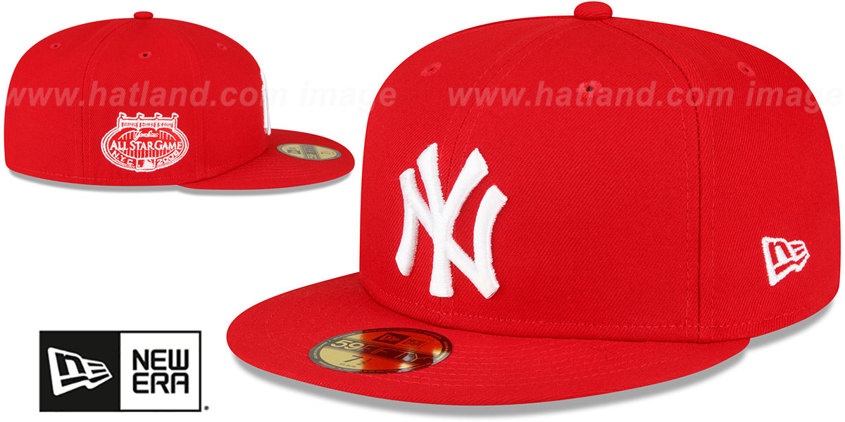 Yankees 2008 'ASG SIDE-PATCH UP' Red-White Fitted Hat by New Era
