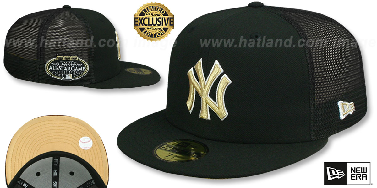 Yankees 2008 ASG 'MESH-BACK SIDE-PATCH' Black-Gold Fitted Hat by New Era